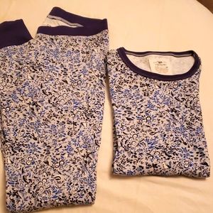 Blue print, long sleeved pajamas by Crewcuts, size 14
